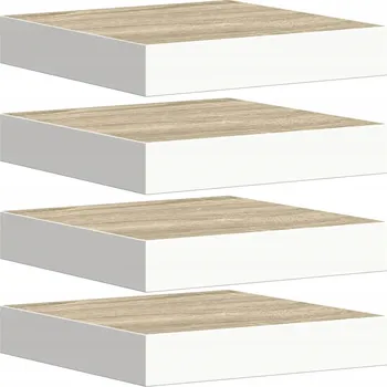 police Nástěnné police dubové a bílé 23 x 23,5 x 3,8 cm, MDF a kov