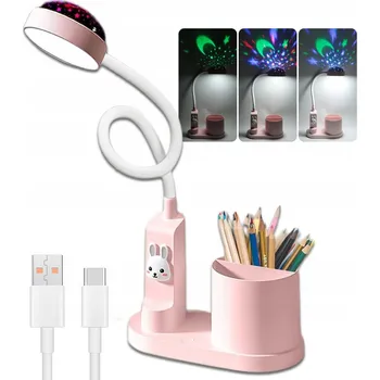 Lampička Stolní lampa pro děti, stmívatelná, s držákem na Propiska a projekcí