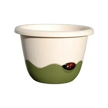 Květináč Plastia Samozavlažovací květináč Mareta ø 25 slonová kost sv./zelená tm.