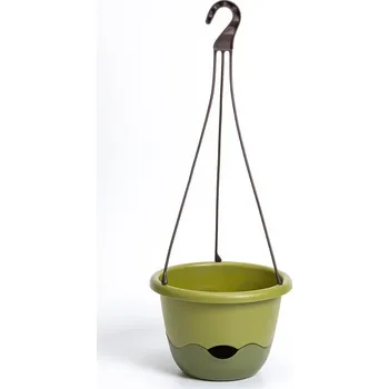 Květináč Plastia Samozavlažovací květináč s plastovým závěsem Mareta ø 30 zelená sv./zelená tm.