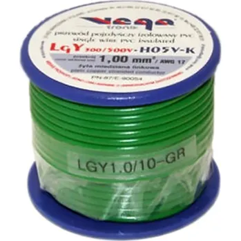 elektrický kabel Kabel LGY/H05V-K 1,00 mm2 10 m Zelený