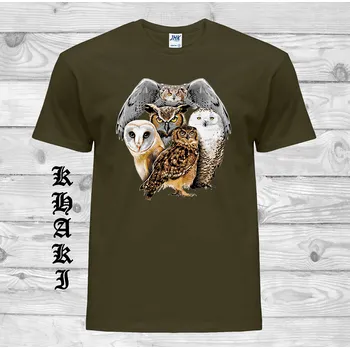 Pánská móda panske-levne-bavlnene-tricko-digi-potisk-sovy Barva: Khaki, velikost: XL