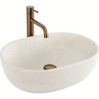 Umyvadlo Rea Amelia, umyvadlo na desku 480x345x135 mm, imitace kamene-písková, REA-U8480