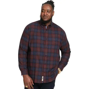 Pánská košile Velká pánská kostkovaná košile Duke D555 Thornwood s dlouhým rukávem v bordó a námořnické barvě (4XL)