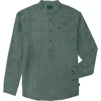 Pánská košile Velká pánská košile z lnu s dlouhým rukávem Double GS-5085 zelená (4XL)