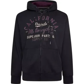 Oblečení a móda Velká pánská rozepínací mikina s kapucí a nápisem Kam 7085 černá (2XL)