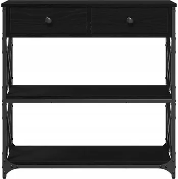 Konferenční stolek Rustikální odkládací stolek černý dub 75 x 28 x 75 cm