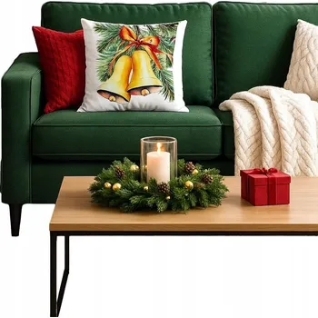 Polštář Vánoční POLŠTÁŘ s rolničkami na stromečku 40x40 DEKORAČNÍ POLŠTÁŘ