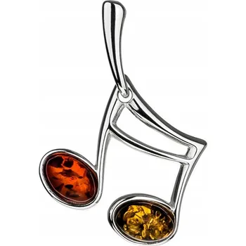 Přívěsek NOTA notička STŘÍBRNÝ přívěsek BALTSKÝ JANTAR