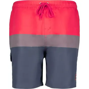 Pánské plavky Velké pánské plavky šortky na pláž pruhované Adamo 141250-365 červená-světle šedá- námořnická modř (5XL)