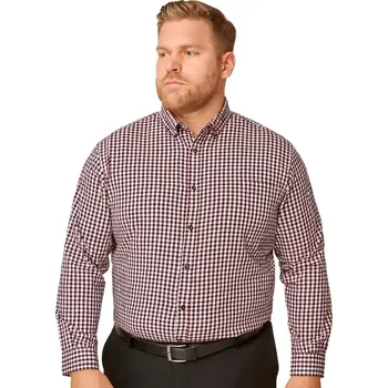 Pánská košile Velká pánská kostkovaná košile s dlouhým rukávem Kam 6351 červená (6XL)