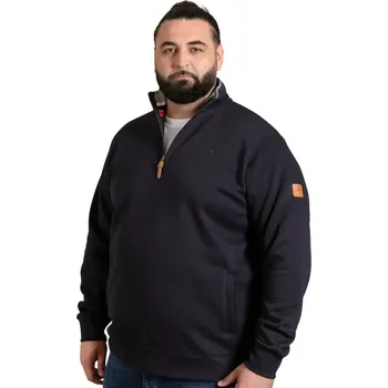 Pánská mikina Velká pánská mikina se stojáčkem na krátký zip Duke D555 Russel 2 tmavě modrá (4XL)