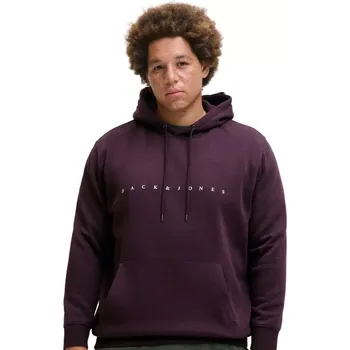 Oblečení a móda Velká pánská mikina přes hlavu s kapucí s nápisem Jack & Jones 12243527 švestková (6XL)