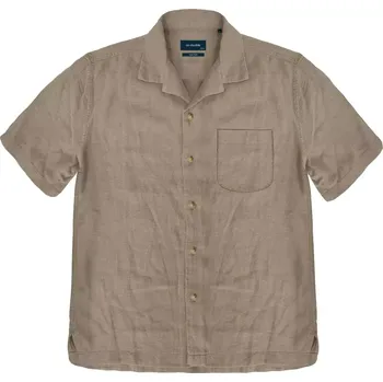 Pánská košile Velká pánská lněná košile s krátkým rukávem Double GS-5055 béžová (4XL)