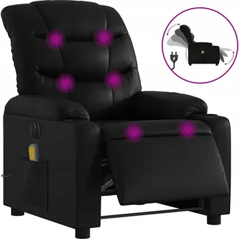 Křeslo Elektrické masážní křeslo s polohovatelným opěradlem, černé, 75,5 x 93 x 99,5 cm