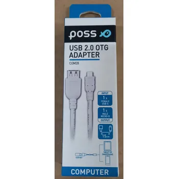 Datový kabel Kabel Poss USB - microUSB typ B 0,02 m bílý