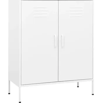 Komoda Bílá ocelová skříňka 80 x 35 x 101,5 cm s nastavitelnými policemi