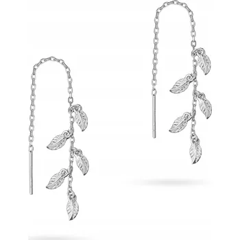 Náušnice STŘÍBRNÉ Dámské NÁUŠNICE ryzost 925 Visací Provlékací Lístky Větvičky