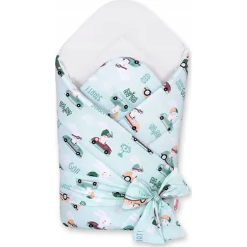 Zavinovačka OBOUSTRANNÝ ZAVINOVACÍ PEŘINKA PRO MIMINKA MĚKKÁ S VÁZÁNÍM - KRÁLÍČCI MÁTOVÉ/ BÍLÁ