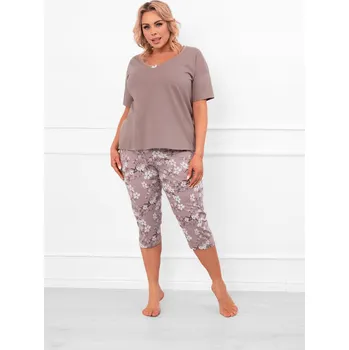 Dámské noční prádlo Dámské pyžamo s krátkým rukávem, 3/4 kalhoty Kimuri XL