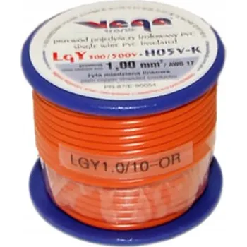 elektrický kabel Kabel LGY/H05V-K 1,00 mm2 10 m Oranžový