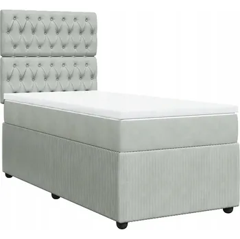 Postel Kontinentální postel světle šedá s matrací 90x200 cm a topperem 90x200 cm