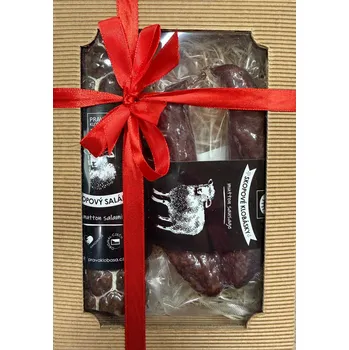 Dárkový potravinový koš PRAVÁ KLOBÁSA Dárkové balení malé - skopová klobása + salám