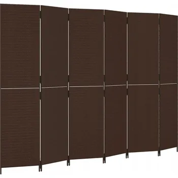 Paraván Paraván z polyratanu, 6 panelů, hnědá barva, 294x200 cm