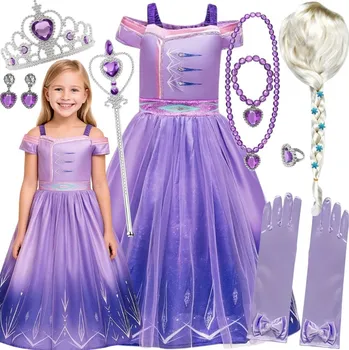 Karnevalový kostým OBLEČENÍ KOSTÝM PŘEPRAVA ŠATY ELSA 2 LEDOVÉ KRÁLOVSTVÍ KARNEVAL 140 146