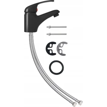 Vodovodní baterie Černá umyvadlová baterie páková 13 x 10 cm s hadicemi 3/8"