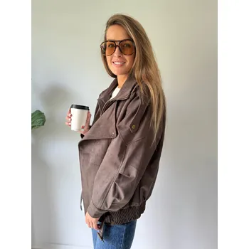 Dámská casual bunda Mishel Semišový křivák mocca Velikost: UNI