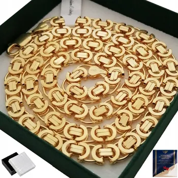 Řetízek ELEGANTNÍ ZLATÝ ŘETÍZEK PRO MUŽE KRÁLOVSKÁ VAZBA 55 cm 7 mm STŘÍBRO O RYZOSTI 925