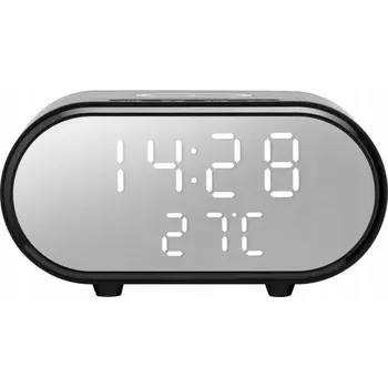 Budík Budík Raven EBUD001 s indukční nabíječkou, alarmem, hodinami a teploměrem - černý