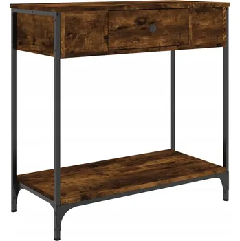 Konferenční stolek Konzolový stolek kouřový dub 75 x 34,5 x 75 cm s kovovým rámem