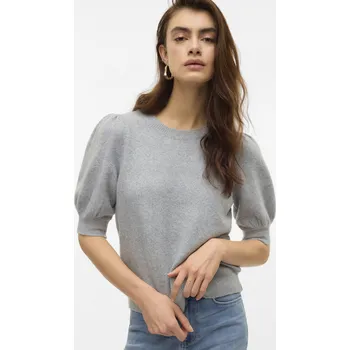 Dámský svetr Vero Moda svetr s krátkým balónovým rukávem Doffy šedý Velikost: L
