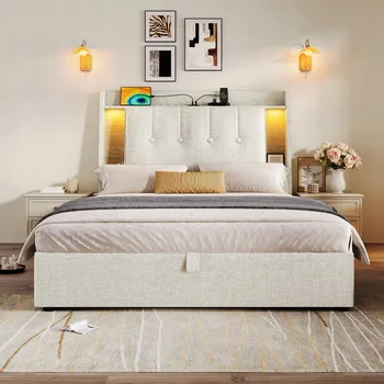 Postel Čalouněná jednolůžková postel Gutent 90x200, béžové odstíny