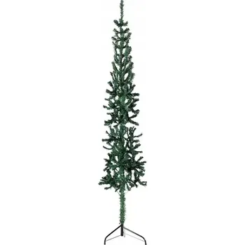 Vánoční stromek Poloviční umělý vánoční stromek 150 cm zelený PVC, šířka 43 cm, stojan 35x35 cm