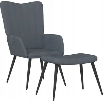 Křeslo Tmavě šedé křeslo s podnožkou 61x70x96,5 cm, samet, ocel