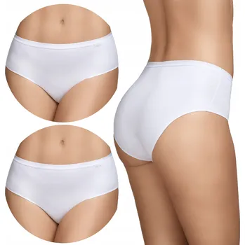 Podprsenka Dvojbalení hladkých bavlněných kalhotek s vysokým pasem Braga Model 401 Bílé
