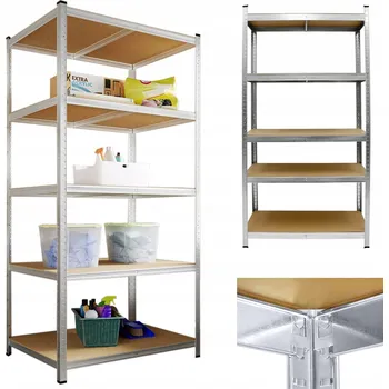 Dílenský regál Kovový regál do skladu, garáže 220 x 90 x 40 cm, nosnost 175 kg na polici