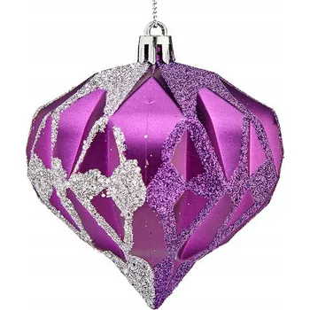 Vánoční dekorace Vánoční Baňky Krist+ 00898 Fialová Stříbrná Plastová Diamant Ø 8