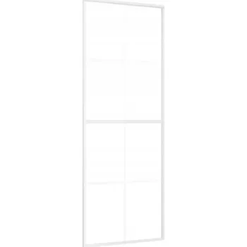 Interiérové dveře Bílé posuvné skleněné dveře 76 x 205 cm, hliníkový rám, sklo ESG