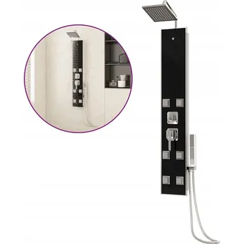 Sprchový panel Černý multifunkční sprchový panel 18 x 45,5 x 130 cm z nerezové oceli