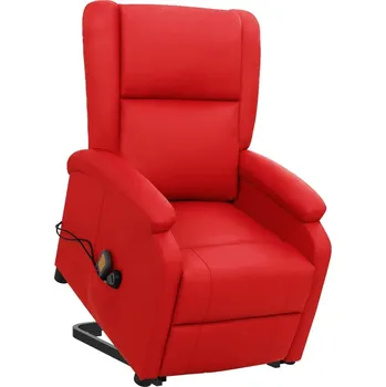 Křeslo Zvedací masážní křeslo vínové umělá kůže
