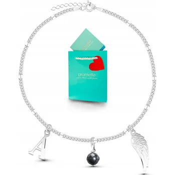 Náramek Náramek turmalín černý přírodní písmeno křídlo dámský stříbro 925