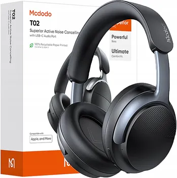 Sluchátka MCDODO BEZDRÁTOVÁ SLUCHÁTKA PŘES UŠI BLUETOOTH S MIKROFONEM A ANC – ČERNÁ