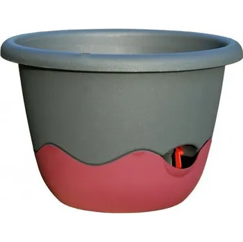 Květináč Plastia Samozavlažovací květináč Mareta ø 25 antracit tm./vínová