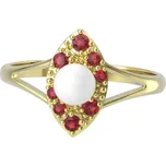 Zlatý prsten český granát s perlou Stefany - Zlato Au 585/1000, 59