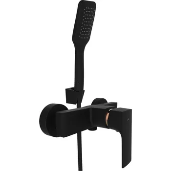 Vodovodní baterie Rubineta Modena Nástěnná sprchová baterie, 150 mm, černá-růžově zlatá, OLBAMOD12KBG