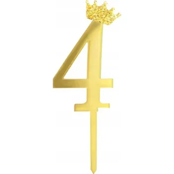Party dekorace Stříbrná Zápich Do Dortu Číslice k narozeninám 4. narozeniny 11 cm